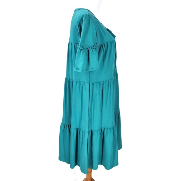 NWT J.Crew Broken-in Jersey Tiered Cotton Summer Mini Dress Green Color Size S - Picture 9 of 14